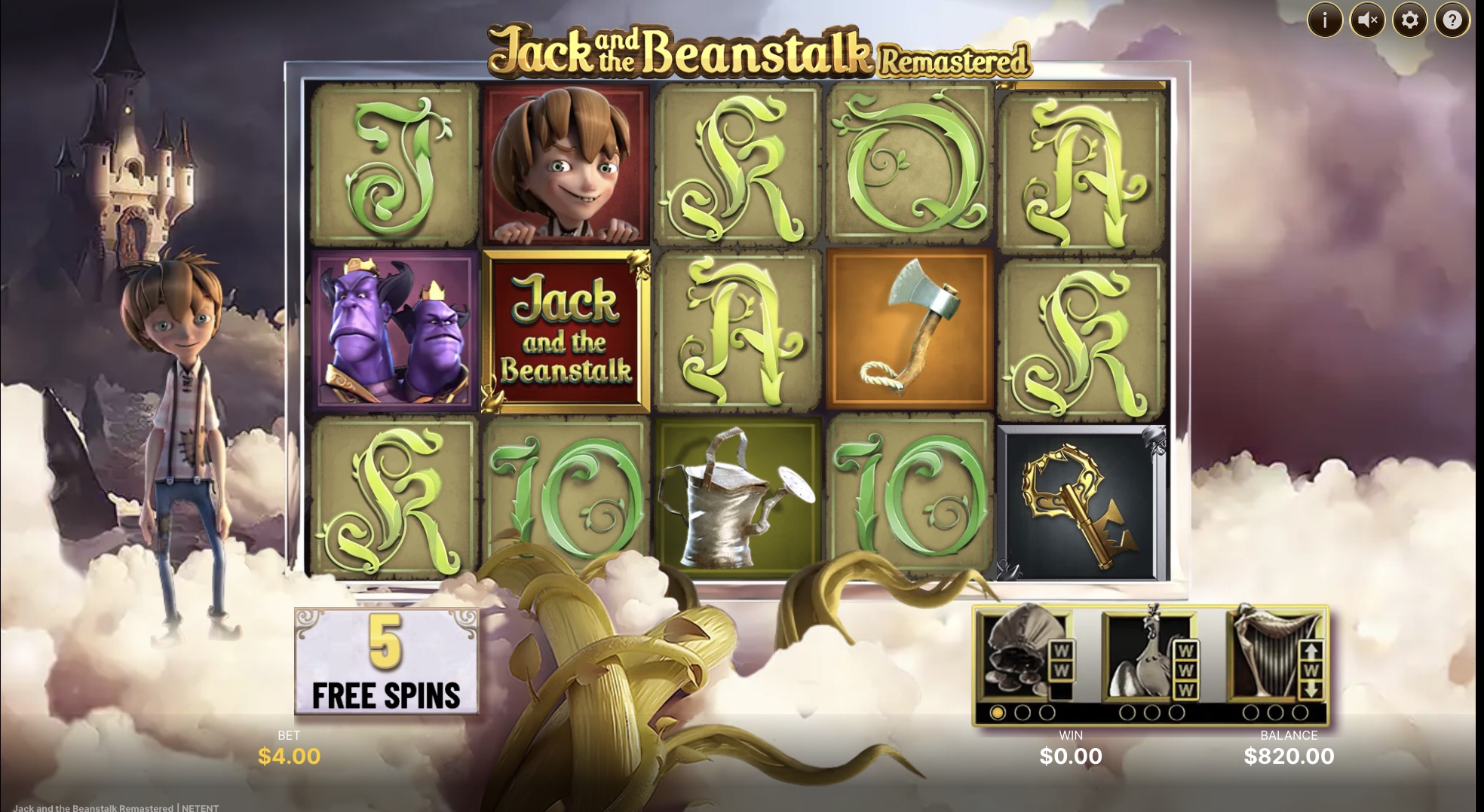 Jack and the Beanstalk Remastered interface